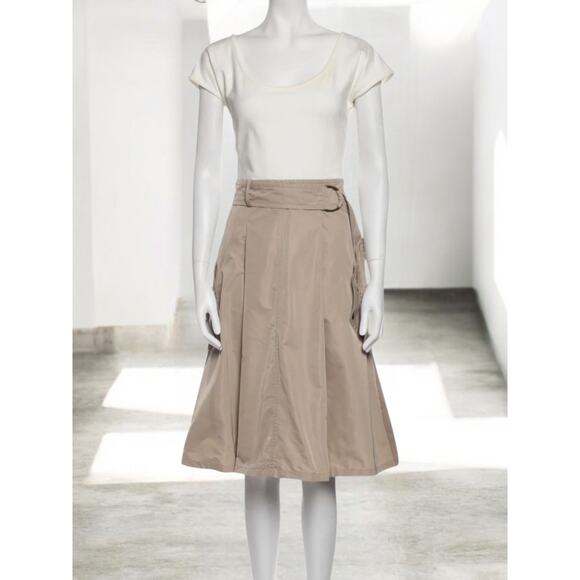 AKRIS PUNTO Mixed Media Dress Size 6 Snap Pockets Bubble Hem Utility Avant Garde - Picture 1 of 16